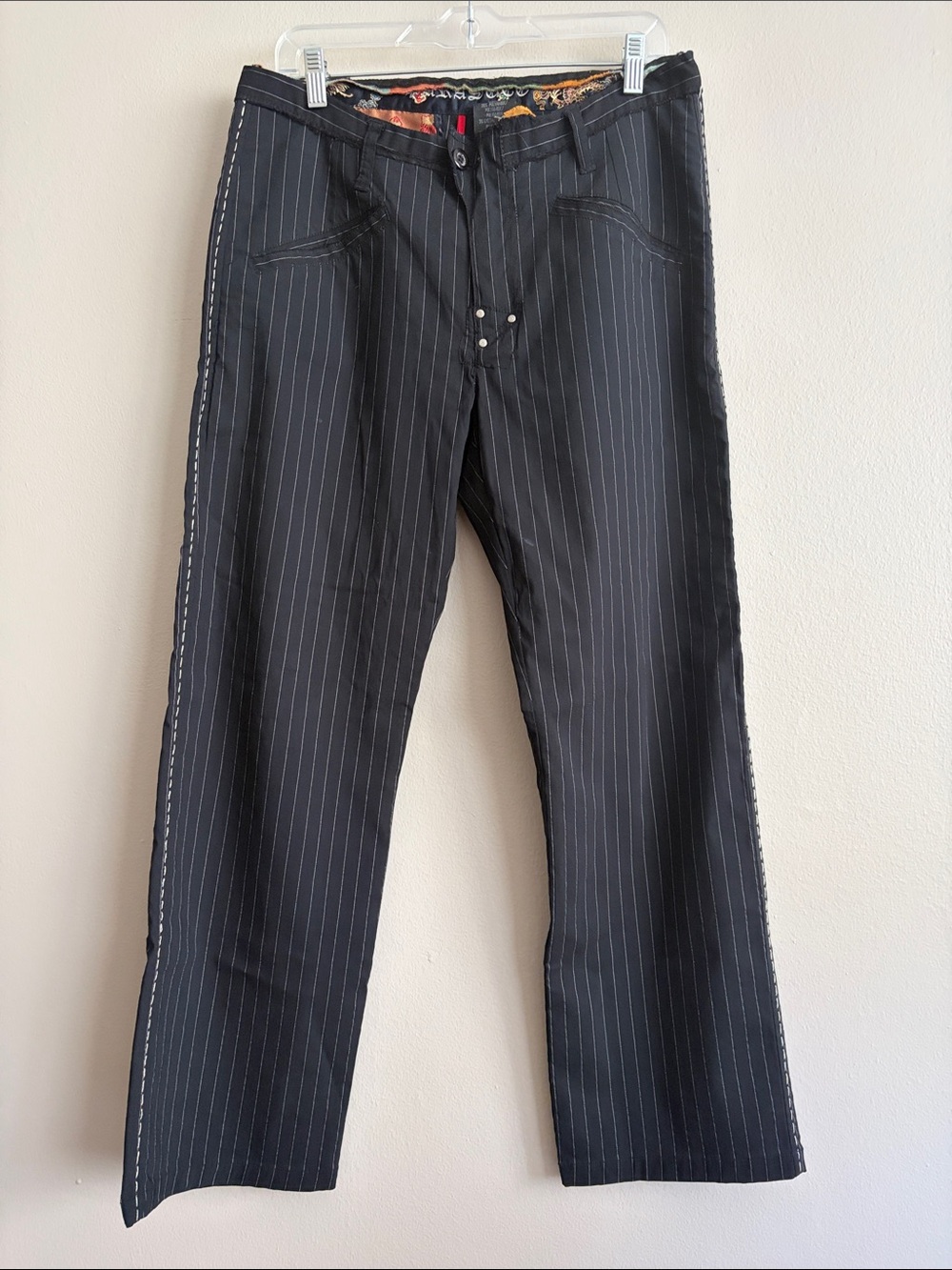 Vintage Parasuco Cult Pinstripe Contrast Stitch Pants Size 33